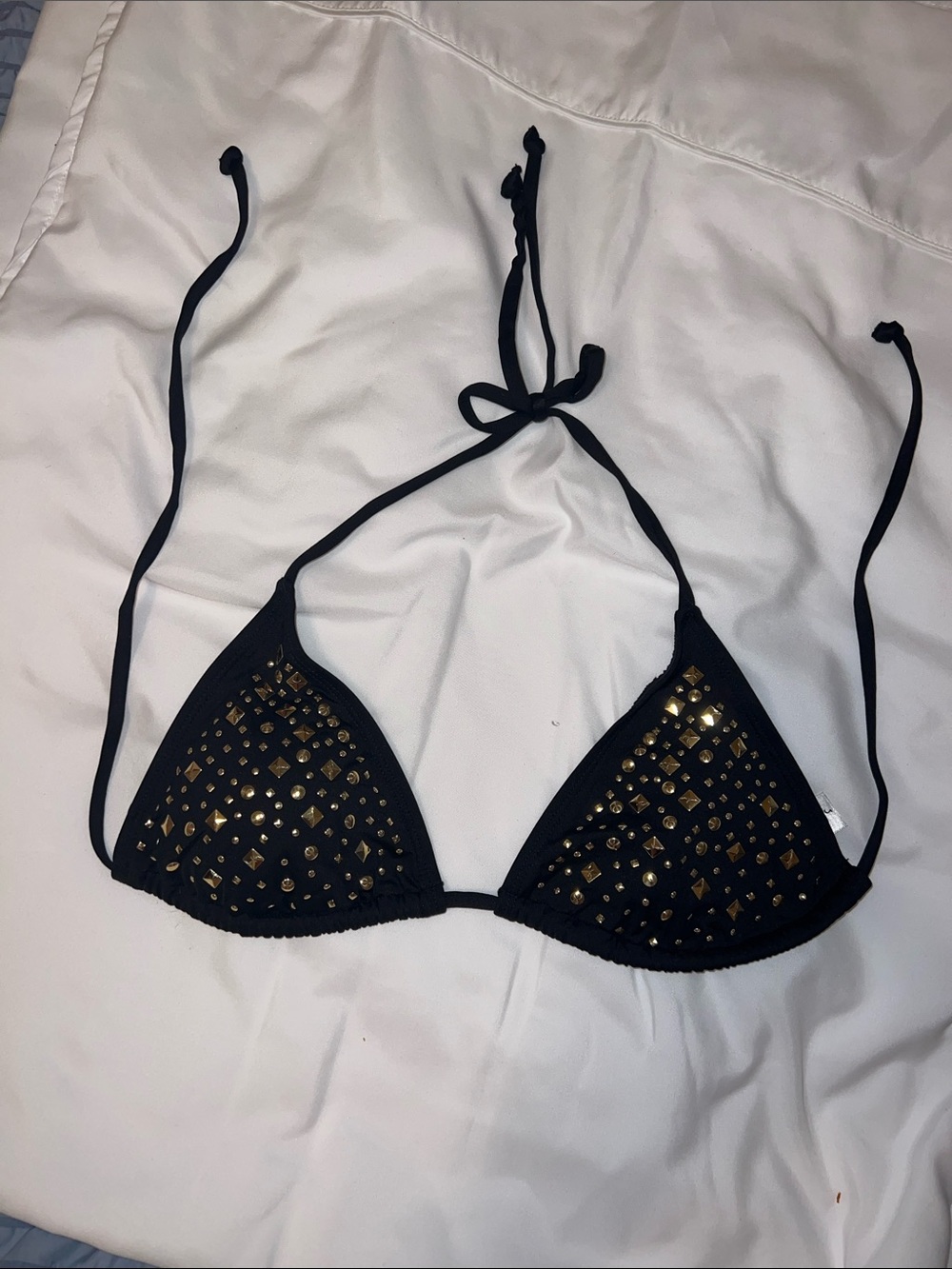 Old Navy Black Bikini Top with Gold Studs